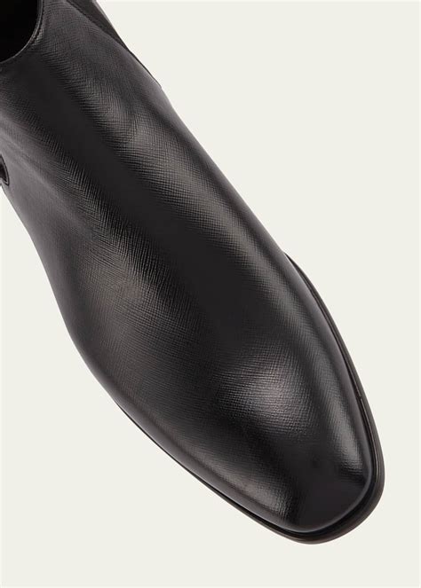 prada saffiano leather chelsea boot